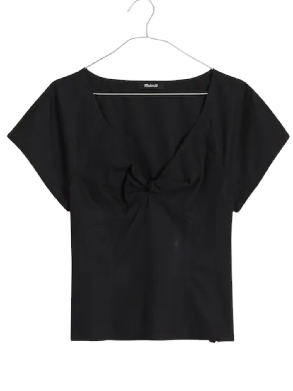 NWOT Madewell Twist Front Seamed Top in Poplin Black 12